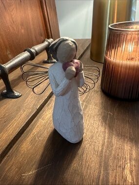 Willow Tree White Angel Figurine with Dusty Pink Heart Accent